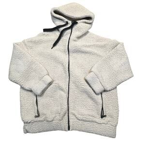 Aerie Offline Teddy Sherpa Hoodie Jacket Full Zip Cream‎ Women’s Medium
